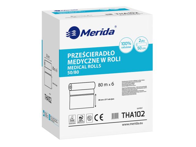 Karton 6 rolek celulozowego prześcieradła medycznego 50 cm x 80 m